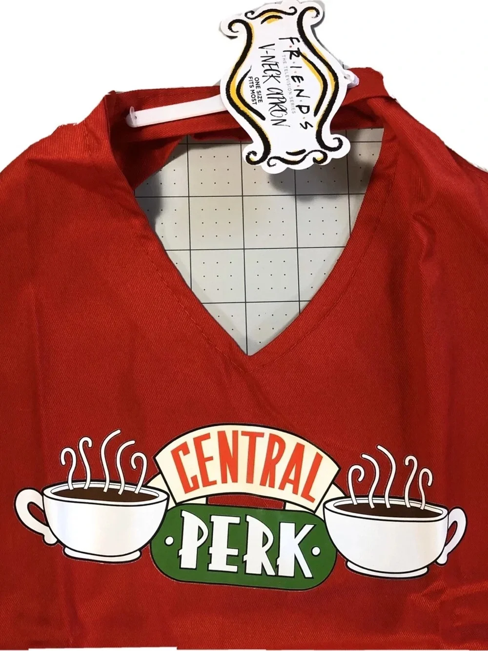 Central Perk Cafe Red V-Neck Apron Friends TV Show One Size Fits Most NEW NWT